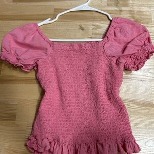 Girls Cat & Jack Coral Smocked Puff Sleeve Top